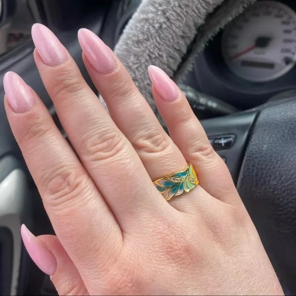 Anthro Silver Gold Ornament Boho Enamel Cats Wide Ring Jewelry Dopamine - Picture 12 of 13